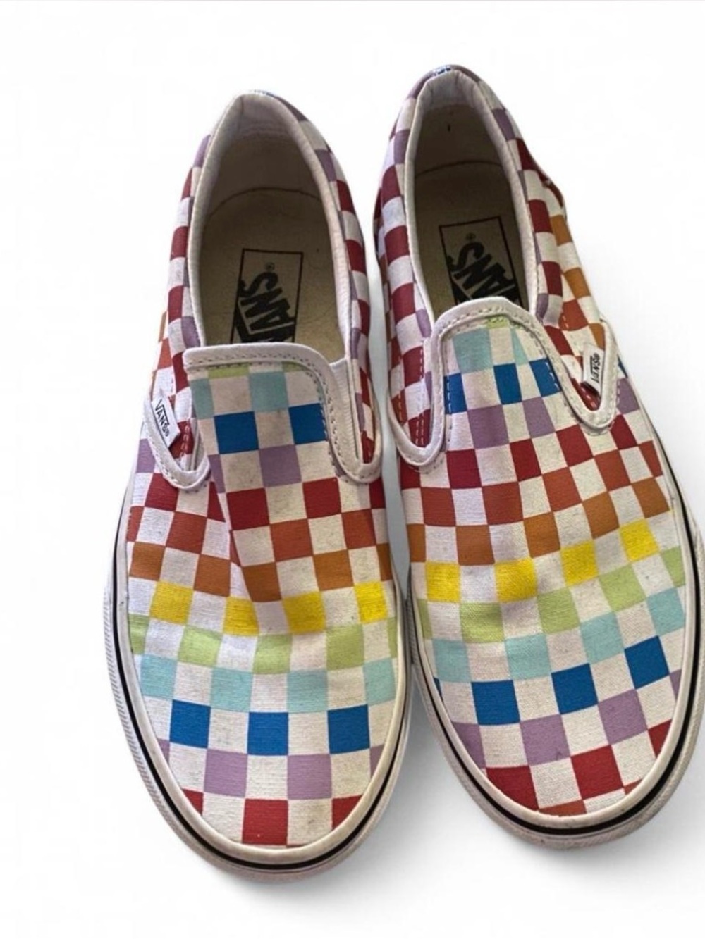 Vans Men’s/Womens Slip-On Checkerboard Sneakers in Rainbow Colors US 9